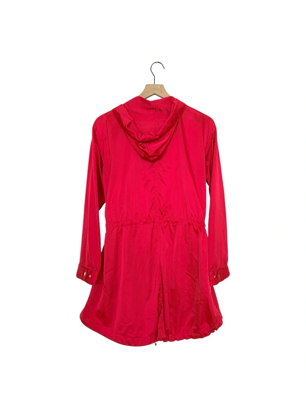 Michael Kors Vibrant Red Lightweight Hooded Waist Drawstring Windbreaker M